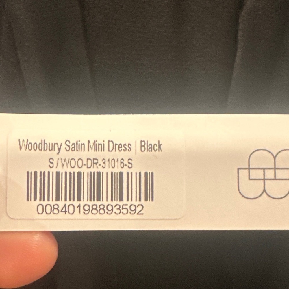 Baltic Born Woodbury Satin Mini Dress Black V-Neck Tie Front Long Sleeve Small - Picture 8 of 16
